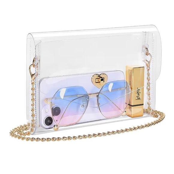 Handbags - NWT Clear Acrylic Crossbody Bag with Gold Chain
